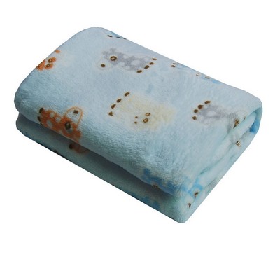 Baby Blue Deer Pattern Coral Fleece Pet Blanket