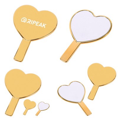 Heart-shaped Handle Mirror W/ Electroplated Finish