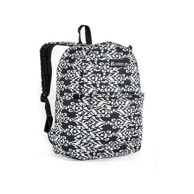 Everest Basic Pattern Backpack, Black/White Ikat