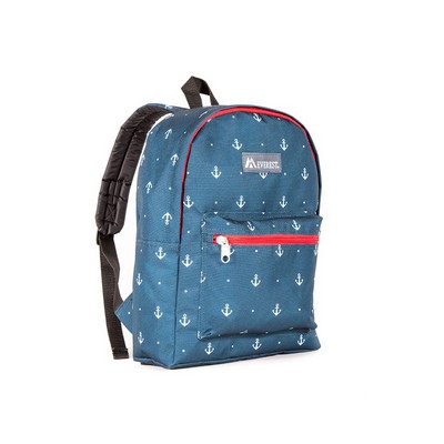 Everest Basic Pattern Backpack, Navy Blue/White Anchor