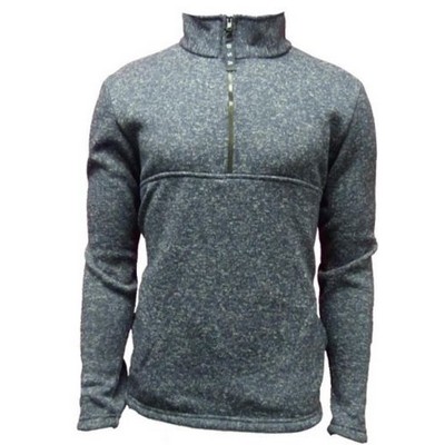 Unisex Polyester Heather Knitted Half Zip Fleece Jacket