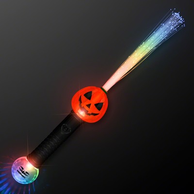 Fiber Optic Light Up Pumpkin Wand - Domestic Print