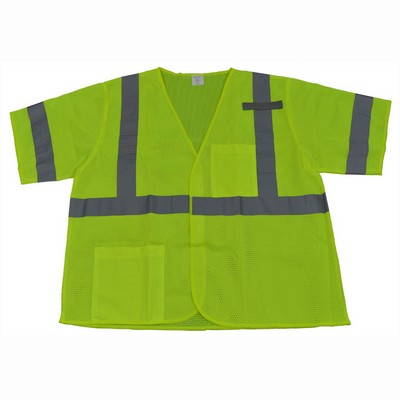 Lime Mesh ANSI 107-2015 CLASS 3 Vest with Hook & Loop Closure