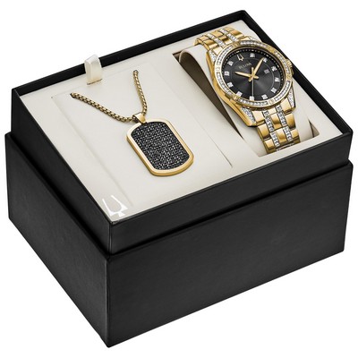 Bulova Men's Gold-Tone Crystal Box Set