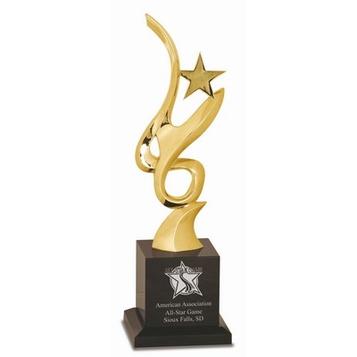 11 3/4" Gold Metal Art Crystal Award