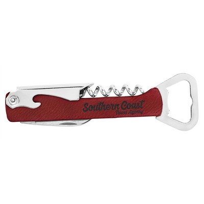 Rose Corkscrew Bottle Opener, Laserable Leatherette, 1-1/8"x5-1/4"