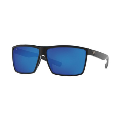 Costa® Del Mar Rincon Polarized Sunglasses w/Shiny Black Frames & Blue Mirror Lenses