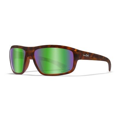 WX® Contend Captivate Sunglasses w/Polarized Green Mirror Lenses & Matte Demi Frames