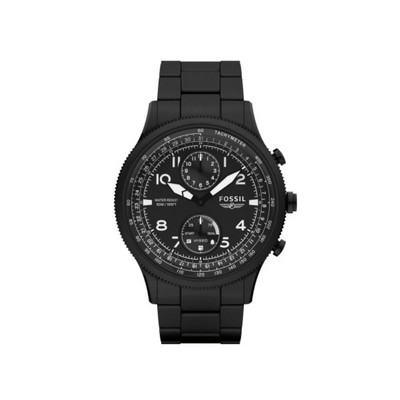 Fossil Hybrid Smartwatch Retro Pilot Dual-Time Black Stainless Steel