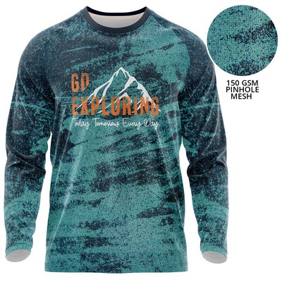 Unisex 150 GSM Pinhole Mesh Performance Sublimation Long Sleeve T-Shirt