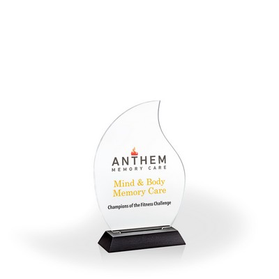 Flame Award with Black Wood Base, Small - UV Print