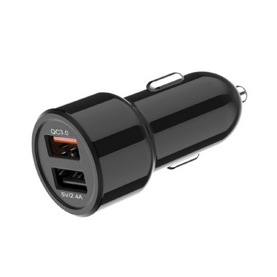 Dual Port 3.0 USB Car Charger, 30W