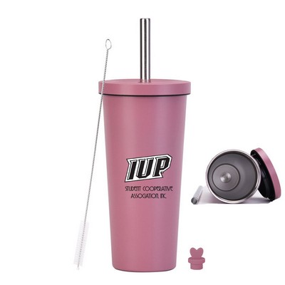 24 oz Stainless Double-wall Tumbler with Straw