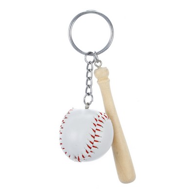 Wooden Baseball Bat Key Chain