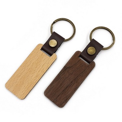 Rectangle Engraved Wooden Key Chain