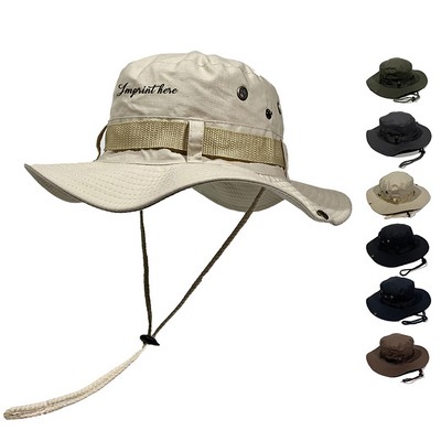 Stylish Wide Brim Sun Bucket Hat W/ Belt Around