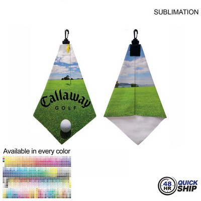 48Hr Quick Ship - Microfiber Suede Shammy Golf Towel, Triangle Shape, 11x17, Sublimated