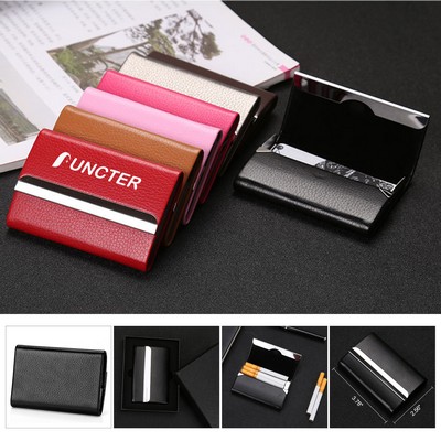 Business Card Cases PU Leather Name Card Holders Stainless Steel Multi Card Holders for Men Women