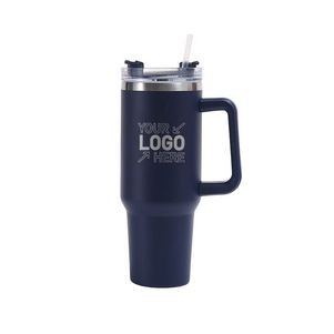 40OZ Double Walls Stainless Steel Auto Tumbler With Straw And Handle