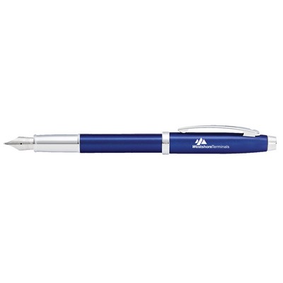 Sheaffer® 100 Glossy Blue Lacquer Fountain Pen With Chrome Plated Trims