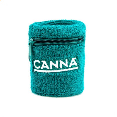 Customized Embroidery Logo Sport Sweatband With Zipper Pocket