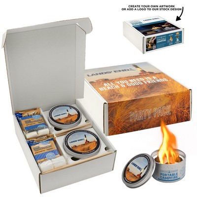 S'mores Party Pack featuring Endless Summer® Portable Fire Pit w/ Custom lid & Box Label(Fudge)