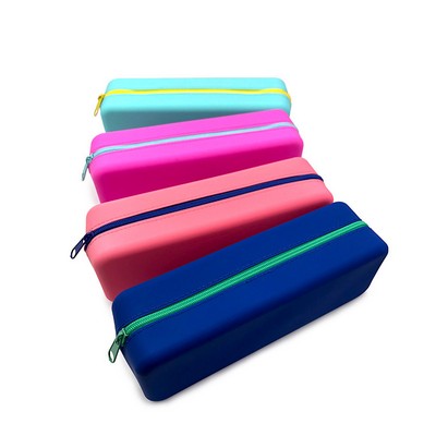 Large Capacity Silicone Zipper Pen Pouch