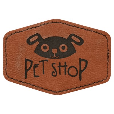 Hex Engraved Patch with Adhesive, Rawhide Faux Leather, 3 1/2" x 2 1/2"