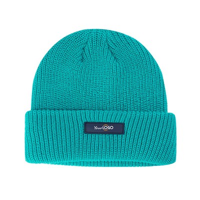 Winter Cuffed Beanie Hats with Patch