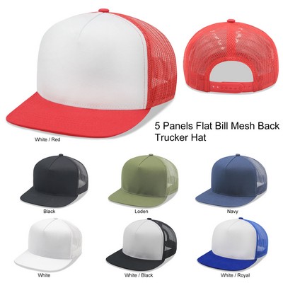 5 Panel Flat Bill Snapback Trucker Cap