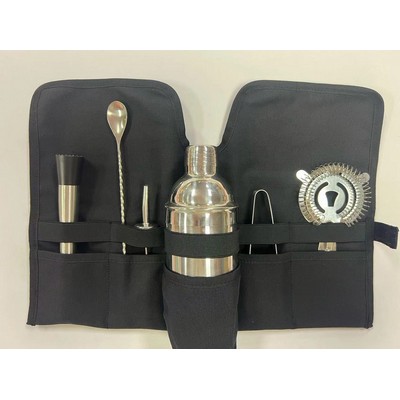 8.6"x4.7" Portable Bartender Cocktail Kit w/Canvas Storage Bag