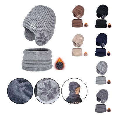 Kids 2PCS Beanie with Earflaps Set