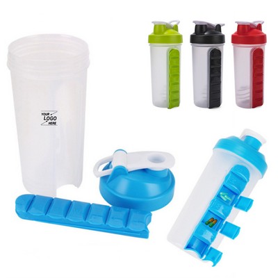 23oz Protein Shaker Bottle with Pill Organizer