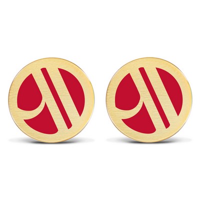 Custom Round Brushed Gold Plate Cufflinks