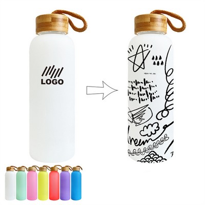 17oz Borosilicate Glass Water Bottle with Bamboo Lid