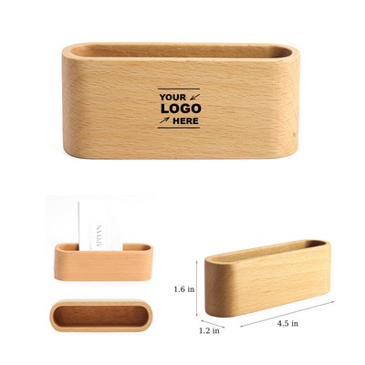 Wooden Desk Business Card Holder