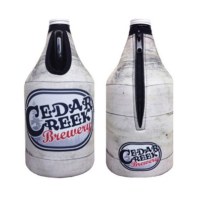 Premium Full Color Dye Sublimation Collapsible Foam 64oz Growler Bottle Zipper Insulators