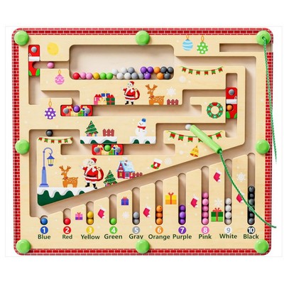 Early Childhood Education Toys Magnetic Color Number Maze Montessori Wooden Children'S Magnet Puzzl