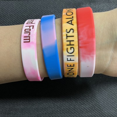 Custom 1/2'' x 8'' Embossed Printed Segmented Silicone Wristband