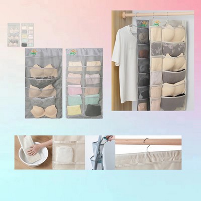 Dual-Sided Hanging Storage Organizer for Wardrobe, Bra, Underwear, Socks