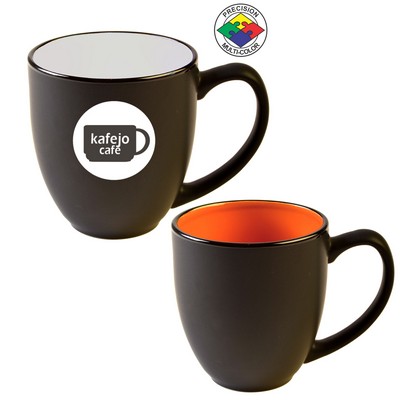 14 Oz. Vitrified Two-Tone Hilo Black/Orange Bistro Mug - Precision Spot Color - Dishwasher Resistant