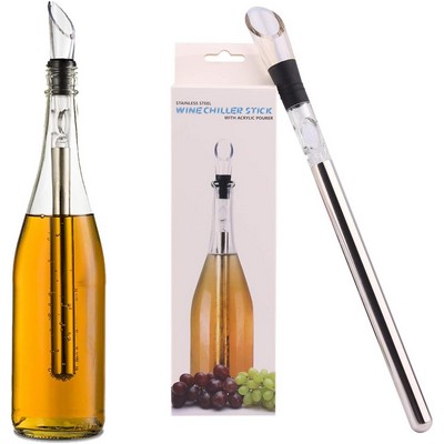 Wine Cooler Stick, cooler bar, 3 in 1 Stainless Steel Wine Bottle Chiller with Aerator and Pourer