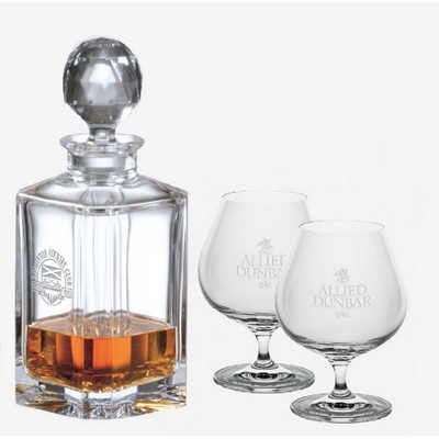 Crystal Decanter 0.8L & 4 Brandy Glasses