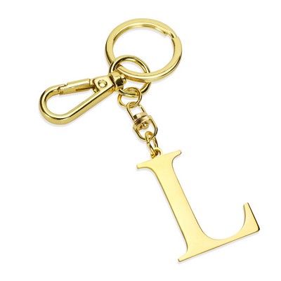 Gold Letter L Keychain Metal Keychain Initial Keychain