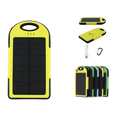 5000mAh Solar Power Bank w/Carabiner