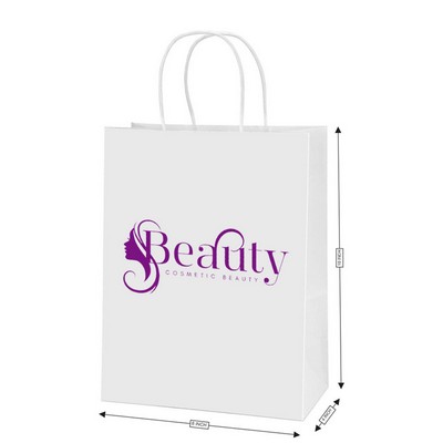 White Kraft Shopping Bag (8" X 4" X 10") Medium