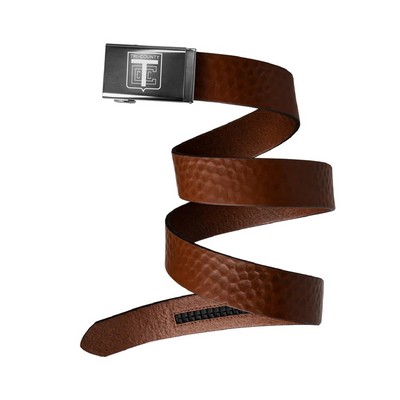 Solid Gun Metal Buckle, Caddy Full Grain Tobacco Brown Leather Strap