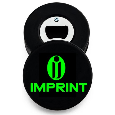 Custom Real Ice Hockey Puck Bottle Opener