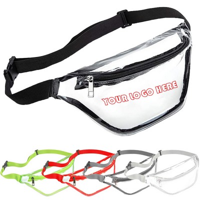 Clear Transparent PVC Fanny Pack Bag W/Zipper Pocket