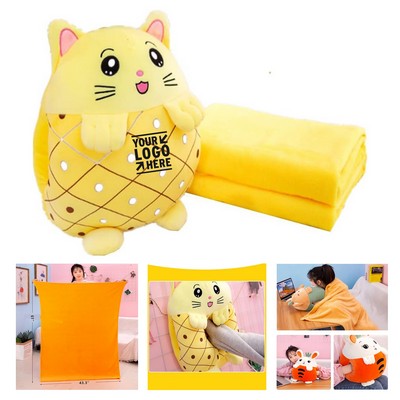 Adorable 3 in 1 Kids Stuffed Animal Travel Blanket and Pillow Set